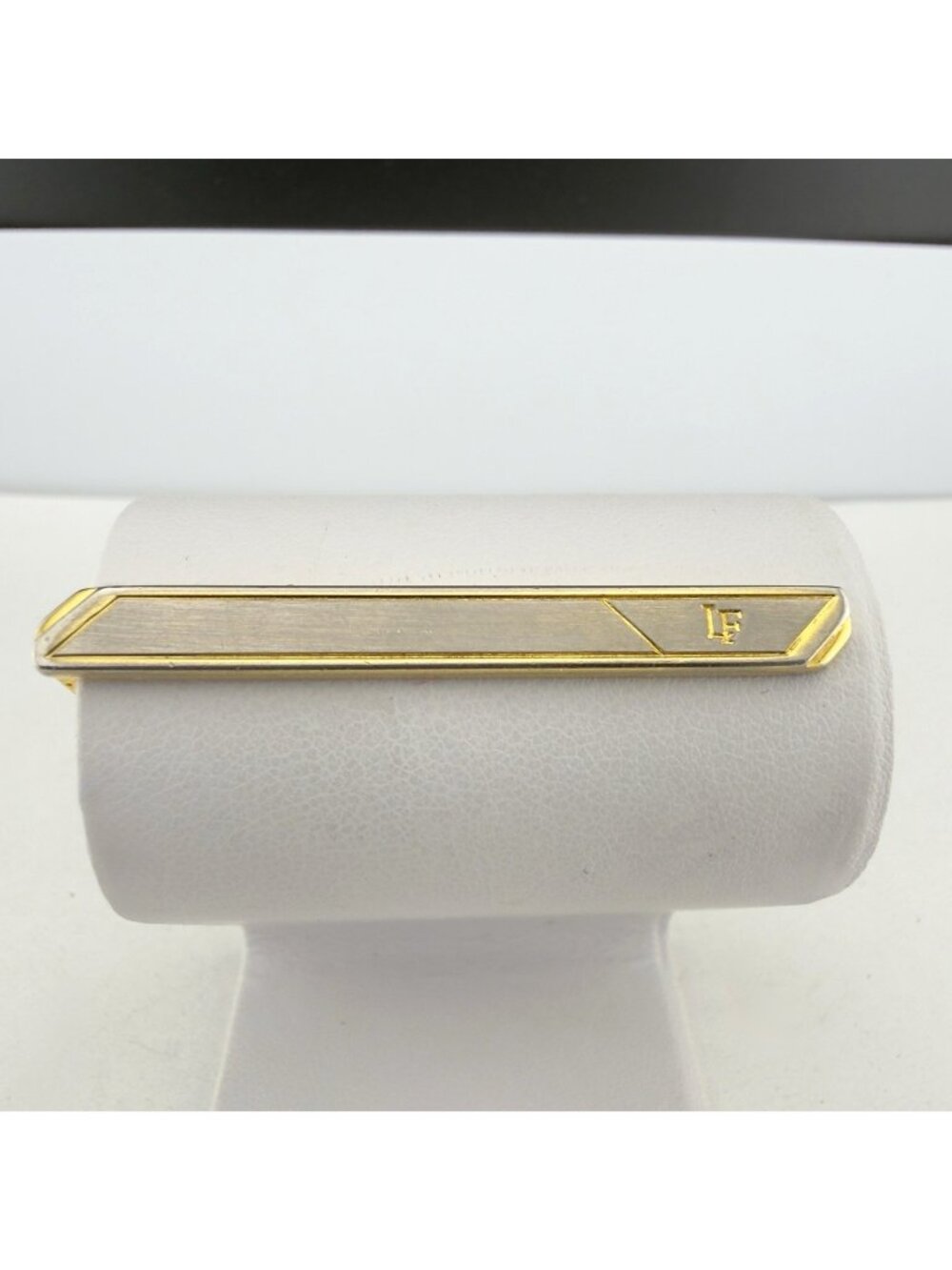 Vintage Louis Féraud Tie Clip Brushed Silver Tone Gold Tone Signed Classic
